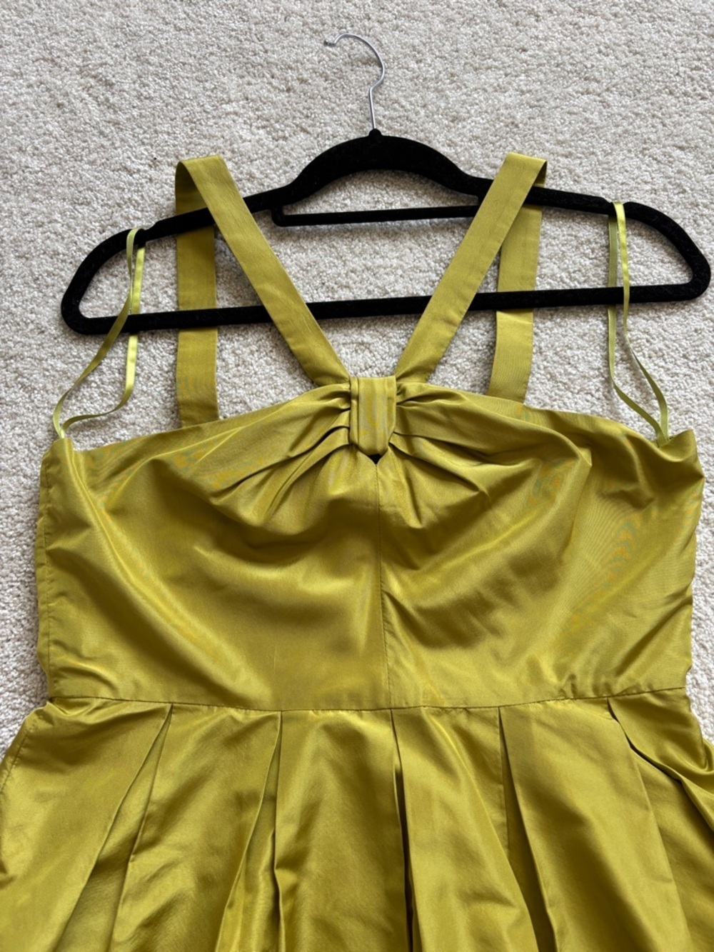 J.Crew 100% Silk Knot Front Cocktail Dress Size 8 Chartreuse Green Fit & Flare - Picture 9 of 12